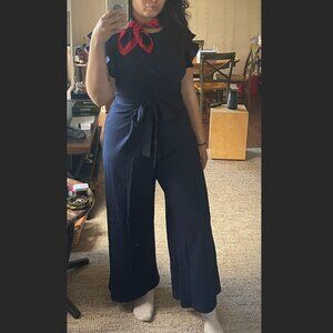 Navy Blue Business Casual Jumpsuit
